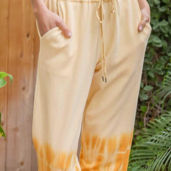 HEM & THREAD Golden Yellow Tie-Dye Jogger Lounge Pants - Picture 5 of 6